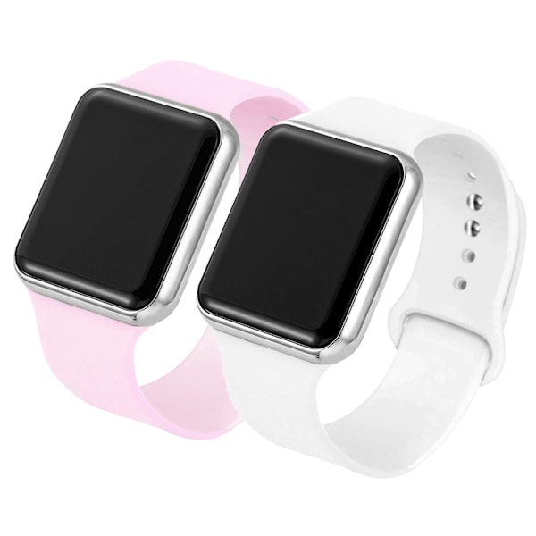 Digital Lover Klockor Par Klocka Sport Lover Armbandsur LED Digital Klocka för Män Kvinnor Lyx Elektronisk Klocka Pareja Pink Silver