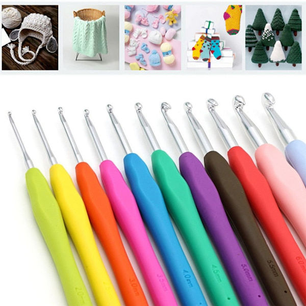 8/36 st Virknålar, Ergonomiska Virknålar, Extra Långa Virknålar Stickning & Virktillbehör för Nybörjare, Bekväma 8pcs