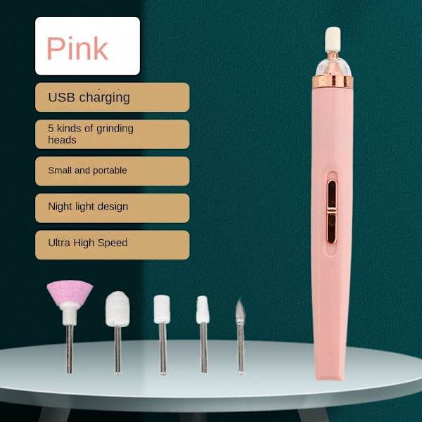 Lille værktøj neglepoleringsmaskine neglelakfjerner til negleskønhedssalon fem-i-en negleklipper manicureudstyr Macaron pink Ordinary five-head corn head