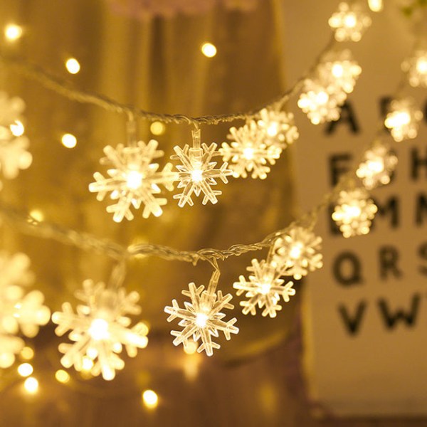 Snöflinga LED-ljus Juldekor för hemhängande girland juldekorationer julgransdekor Noel Navidad warm white 1M 10Led
