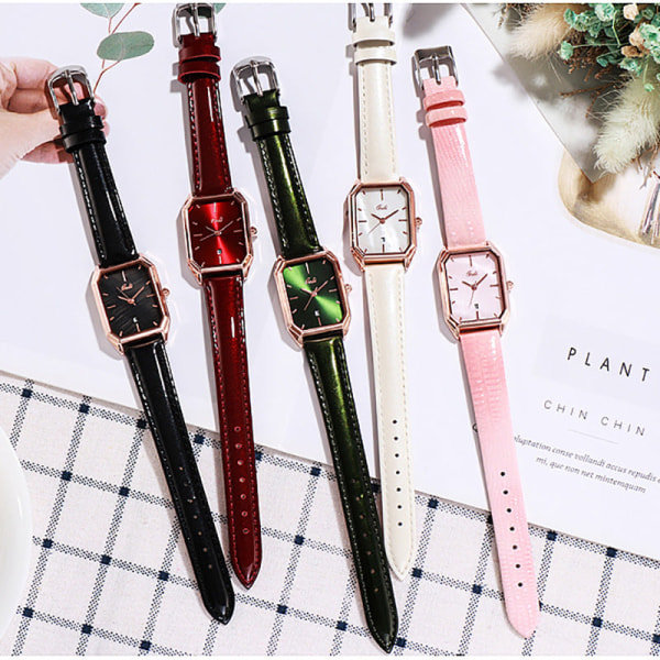 Trendig Enkel Casual Klocka med Bälte Kalender Dam Quartz Vattentät Klocka Forest Green