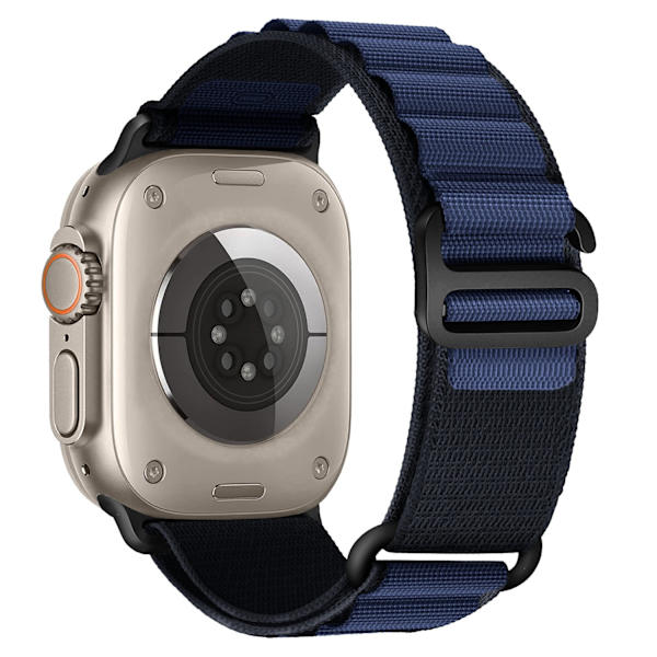 Urrem til Apple Watch iWatch 42/44/45/49mm marineblå uden læder sort spænde