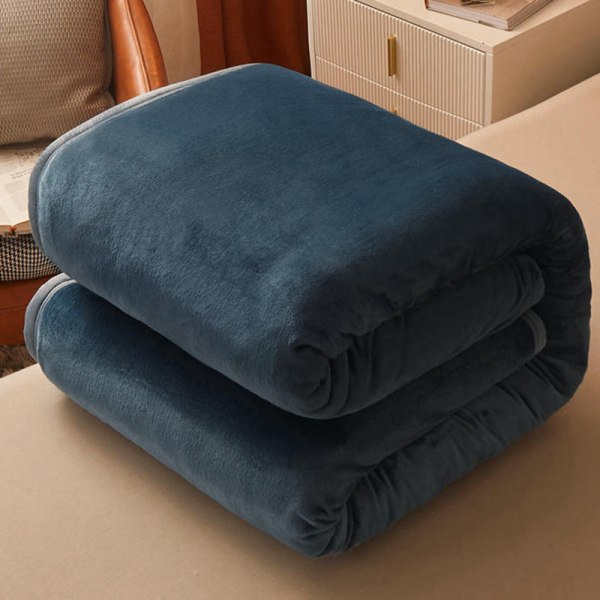 Macaron Ensfarvet Mælke Velvet Tæppe Sengetæppe Koral Velvet Tæppe Vinter Flannel Tæppe Betræk Tæppe Bentley Blue 100 * 120cm [weight 8 Liang]]