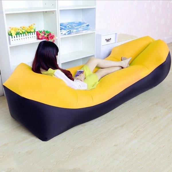 Lazy Lay Bag Högkvalitativ Snabb Uppblåsbar Lazy Soffa Lounger Luftsoffa Unicorn Sittsäck Stol Utomhus Strand Lounger Yellow M