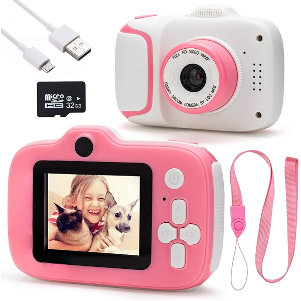 Barnkamera HD Digital Videokamera, Rosa Julklapp Födelsedagspresent till Flickor Default Title