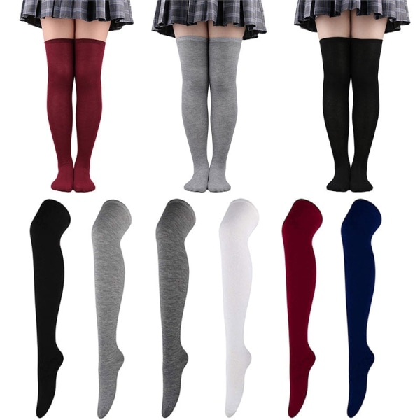 Naisten pitkät sukat syksy talvi korkeat sukat tytöille sopivat kaikkeen polven yli sukat esiintymisasut cosplay lämpimät 4 grey  54cm One Size