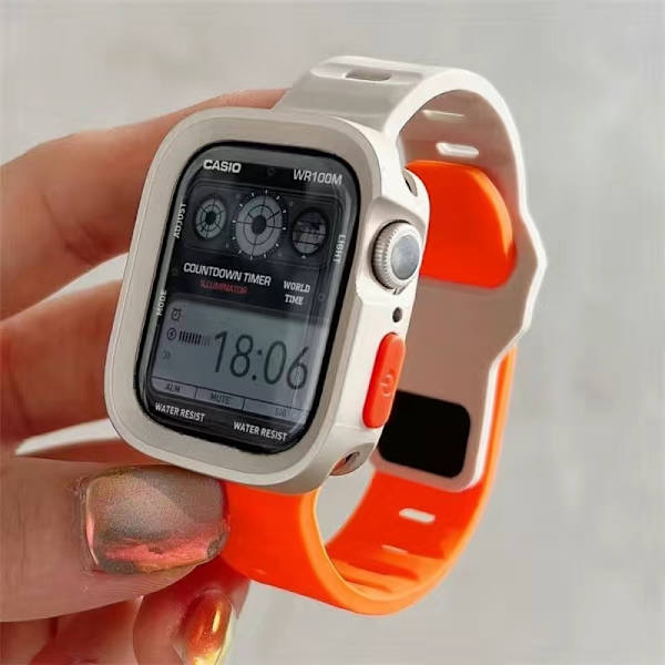 Kellon ranneke Apple Watch iWatch S10-42mm Tähtiloiste Oranssi + Tähtiloiste Kuori