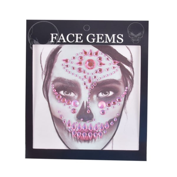 Halloween-ansiktsdekaler Spökskaleansikte med diamantdekoration 3D-klistermärke med sexigt ansikte Bal Holiday Party Ansiktsdekoration 3000