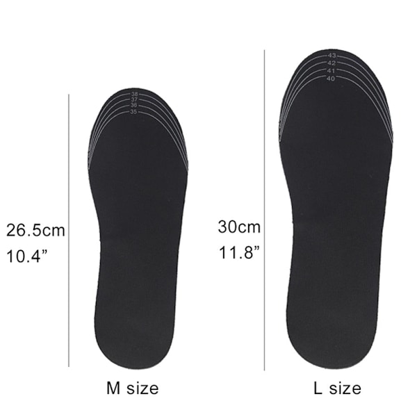 USB-lämmitettävät pohjalliset jaloille Lämpimät sukkapohjat Sähkölämmitteiset pohjalliset Pestävät lämpimät lämpöpohjalliset Unisex WJ014 Black Size L (41-46)