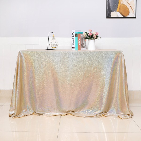Bryllupsdug Fødselsdagsfest Dessertdug Dekoration Forgyldning Laser Bryllupsbord Dekorationstilbehør Champagne 150*180CM