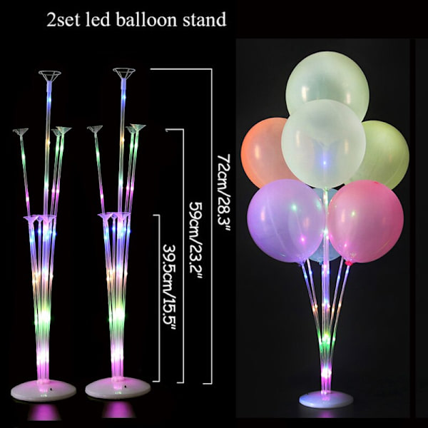 7/11/19 Rør Ballonholder Balloner Stativ Søjle Konfetti Ballon Børnefødselsdag Baby Shower Bryllupsdekoration Forsyninger 2set LED stand a