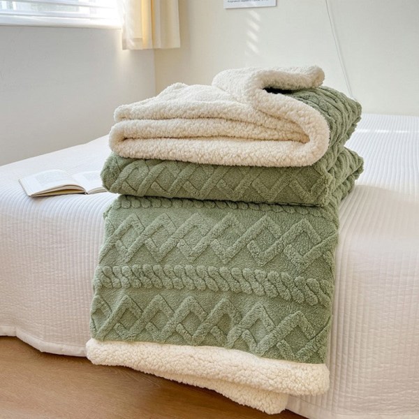 Tykt Korallfleece Flannel Berber Fleece Tæppe Nap Sofa Betræk Tæppe Kontor Sjal Aircondition Tæppe Tafu-rice apricot 150*200cm