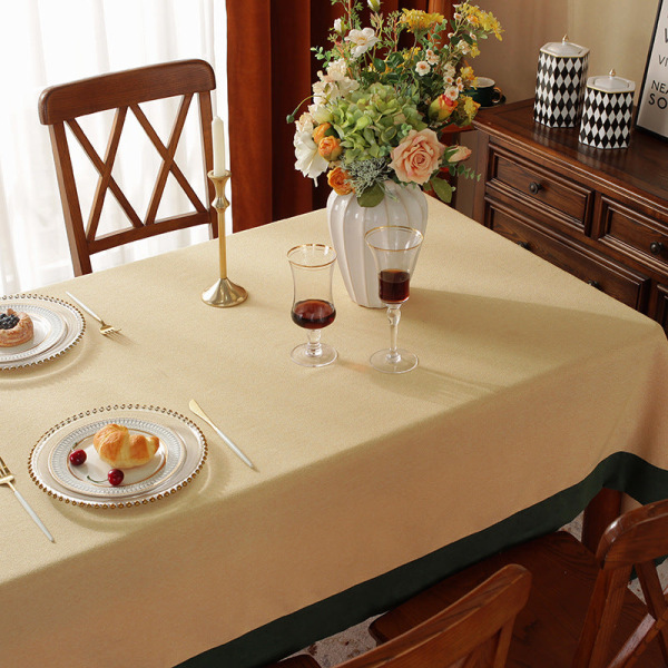 Enfärgad bordsduk amerikansk matbordstyg i västerländsk stil Rektangulär skrivbordsduk Nordisk enfärgad duk Soffbordsduk Almond yellow 140*220cm