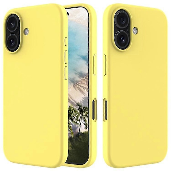 Kompatibelt Skal för iPhone 16, Flytande Silikon, Mjukt Foder, Stötsäkert Telefonskydd Yellow
