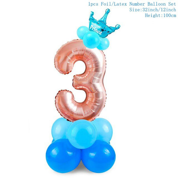 1 stk. Første Fødselsdagsfest Hatte 1. 2. 3. Krone Fødselsdagshatte Nummer Et Festpynt Børnetilbehør Nyfødt Barn Blue 3