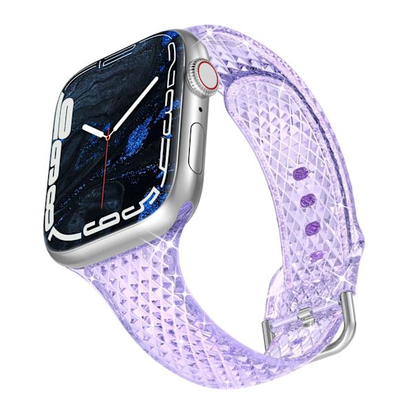Klockarmband för Apple Watch iWatch 38/40/41/42mm liten urtavla transparent lila