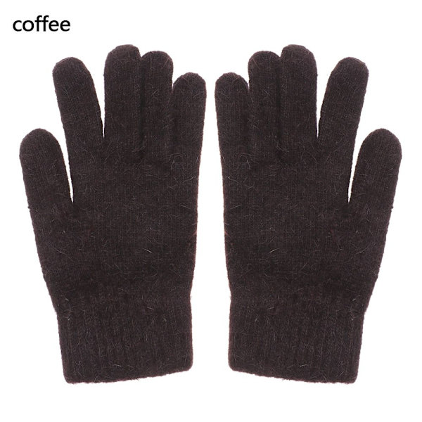 Nye Doble Kaninhårhansker Dame Vinter Koreansk Versjon Ensfarget Alle Fingre Vinter Damehansker Jentevotter C One Size