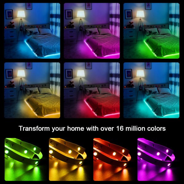 LED Strip Lys RGB 5050/SMD2835 Fleksibel Ribbon DIY Led Lysstripe RGB Tape Diode DC 12V bluetooth Julelys 5050 10M 44key 0 - 5W