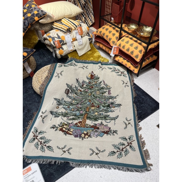 Glædelig Jul Egern Fyrretræs Tæppe Tapestry Vægdekoration Sofahåndklæde Squirrel tree blanket 90*150cm