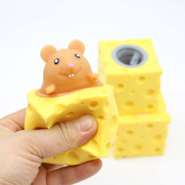 Kreativ dekompression söt ostmus kopp för att släppa tryck, klämma, pressa, ekorre kopp, dekompressionsleksak cheese mouse