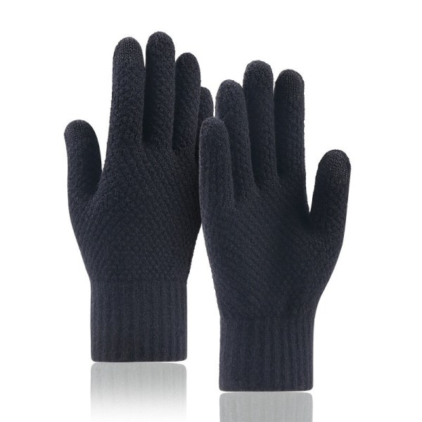 Pekskärm Tjockstickade Vinterhandskar Herr Imitation Kashmir Två Lager Vardagliga Vuxenhandskar Herrvante Tjockare Ull Kashmir Höst Gray One Size