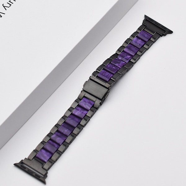 Urrem til Apple Watch iWatch 38/40/41mm Sort med lilla glimmer