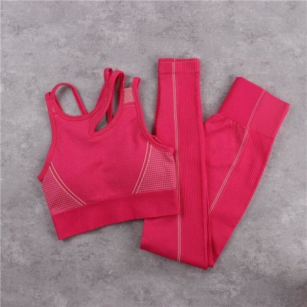 Set Crop Top BH Shorts Leggings Träningsoutfit Active Fitness Gym Wear 3PCS Pink Set S