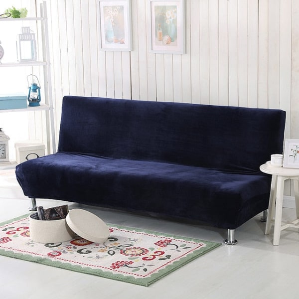 Universal Storlek Plysch Sofföverdrag Bäddsoffa Ärmlös Fällbar Sits Överdrag Stretch Överdrag Billigt Soffskydd Elastiskt Överdrag Dark Grey L Size