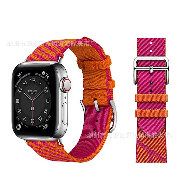 Urrem til Apple Watch iWatch 38/40/41 med konnektor orange med rosarød