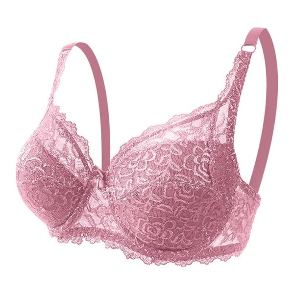 Spets Plus Size BH Underkläder Justerbar Push Up Bekväm BH för kvinnor Pink 40/90CD