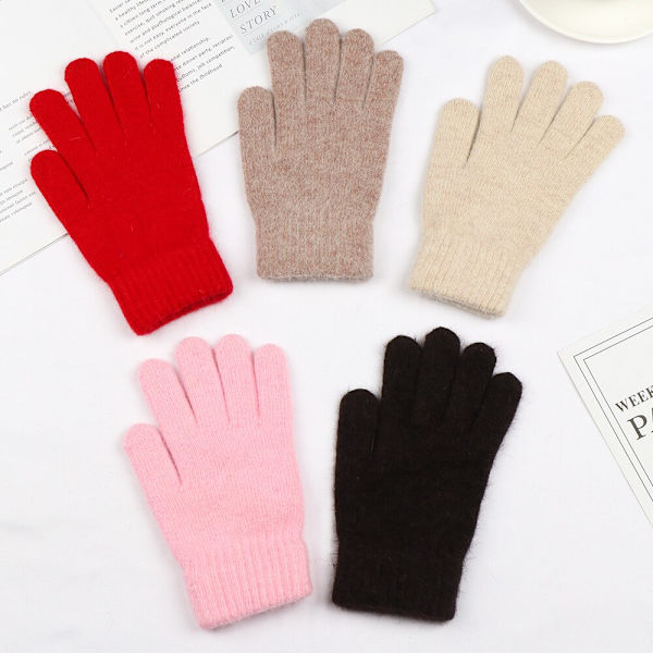 2023 Elastiska Fullfingerhandskar Varma Tjocka Cykelkörningsmode Dam Herr Vinter Varma Stickade Yllehandskar Utomhus Red One Size