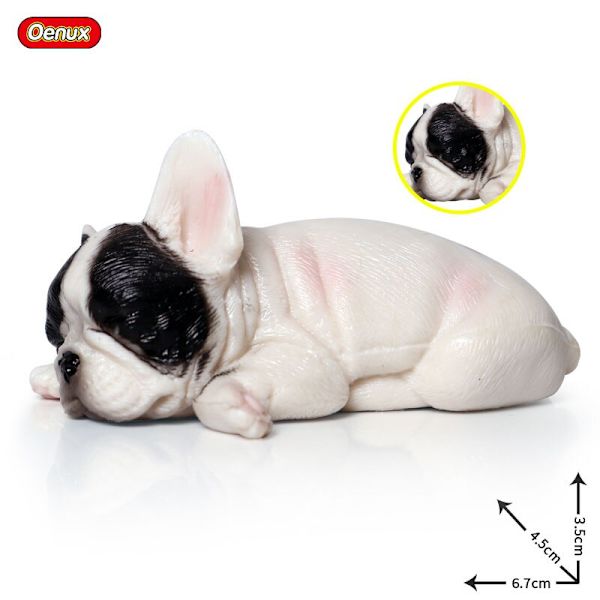 Oenux Dejlige Fransk Bulldog Dyr Sød Hvalp Sovende Dovne Hund Actionfigurer Model Figur PVC Boligindretning Uddannelseslegetøj without box7