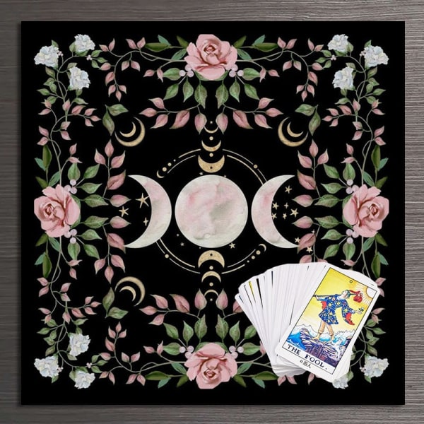 Triple Moon Altar Duk Alter Duk Tarot Bordsduk blomma Wicca Tarot Matt Dekor för Spread Witchy Cottage Core Cottagecore 1 50x50cm