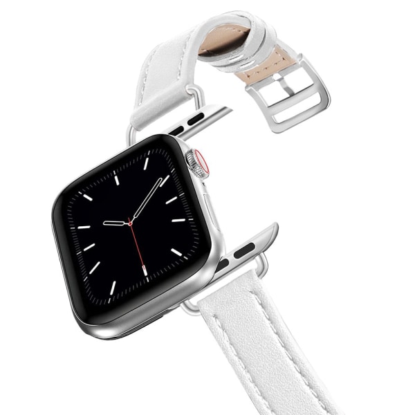 Real Leather Loop Armband Bältesband för Apple Watch SE 7654 42MM 38MM 44MM 40MM Strap on Smart iWatch 3 Watchband 45mm 5 Slim white 41mm