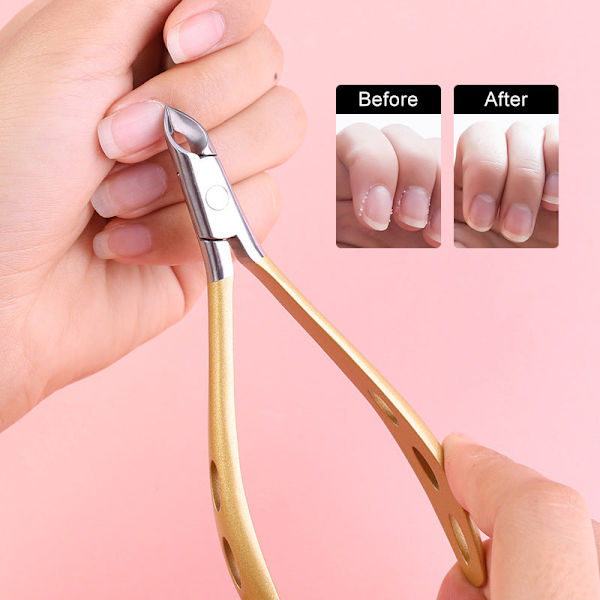 Klipp Lätt Inåtvänd Kött Tagg Manikyrverktyg Nagelspår Inläggnings Nagelpedikyr Nagelsax Rostfritt Stål Döda Hud Klippare Golden cuticle Nipper Handle