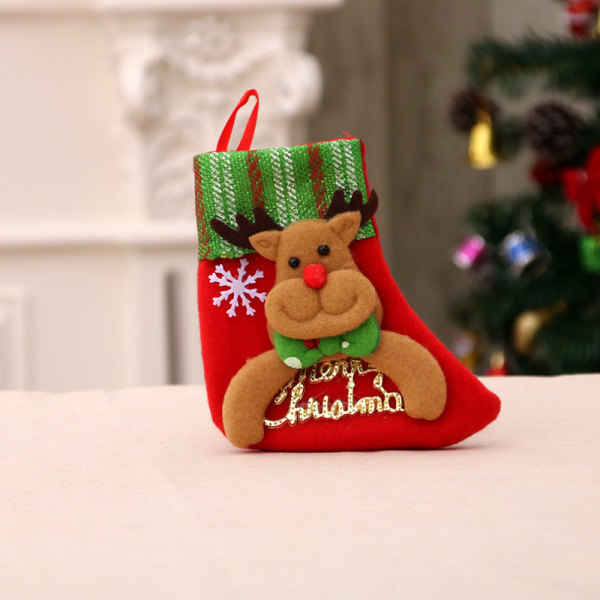 Juldekorationer Jultomte Små Strumpor Julgranshänge Julstrumpor Presentpåse Julväska Letter brand socks (Snowman style)