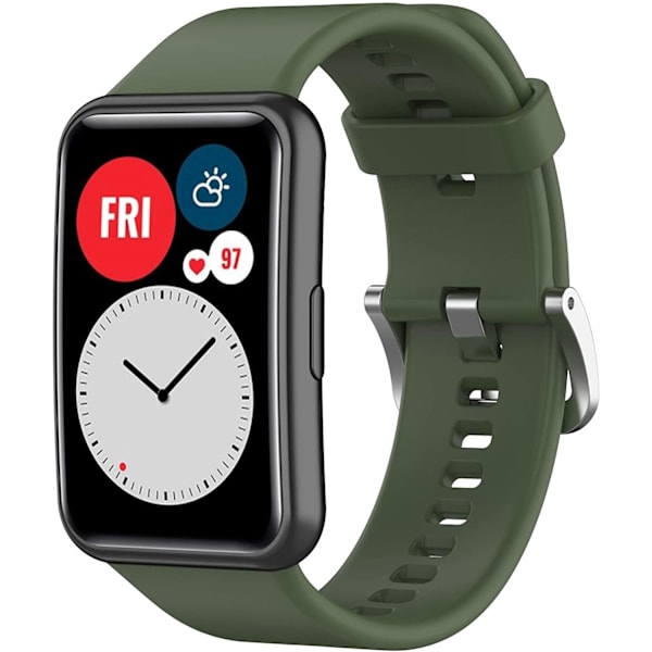 Silikonarmband för Huawei Watch FIT Armbands Smartwatch Tillbehör Ersättningsarmband correa huawei watch fit 2021 Armband Army Green 10