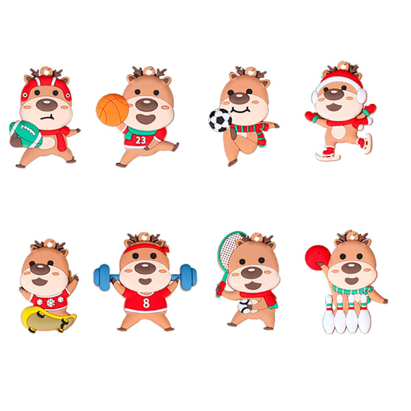 Jul Pepparkaksgubbe PVC Jul Ny Dekoration Julgran Pepparkaksgubbe Snöflinga Hänge Julprodukt jbr03(12 sets)