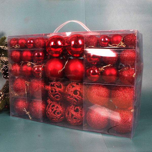 3-6cm Set med 100 PVC Boxade Ljusa Mattande Medel Bollar Urholkade Julgransdekorationer Färgglada Bollar pvc box pack of 100 (Rose Gold)