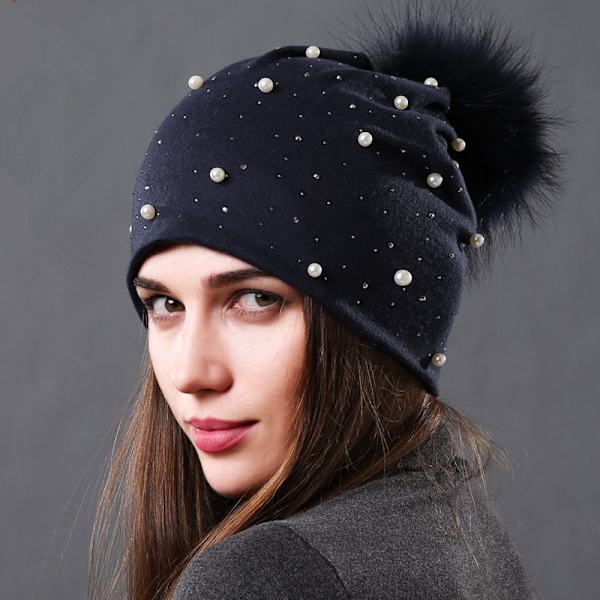 Perle Dobbeltlags Bomuldsmateriale Ærmehætte Efterår og Vinter Dame All-Match Mode Vaskebjørn Pelsbold Dame Varm Hue Dark gray dark gray ball