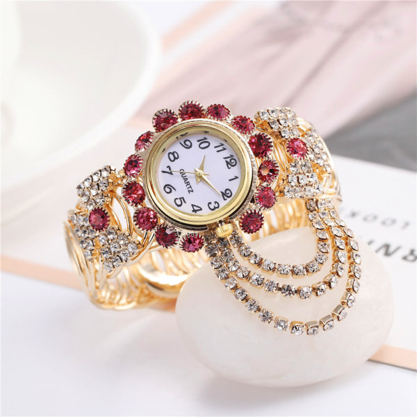 Dame Diamantbesat Elegant Quartz Ur Moderigtigt Alloy Armbåndsur til Kvinder Indian color