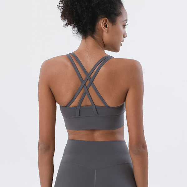 Yoga Sport-BH för Kvinnor Nylon Topp Andningsbara Underkläder White M