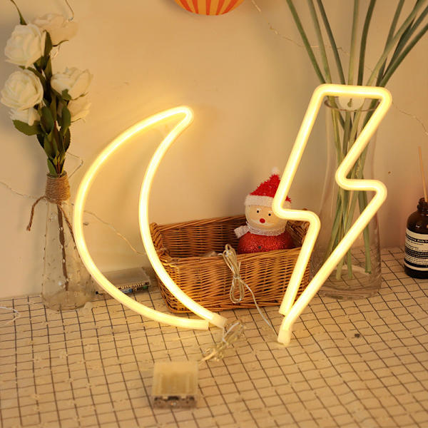 Neonljus LED Färgad Lampa Sovrum Jul Festival Neonljusrör Färgade Lampor Juldekoration Golv Neon light-Moon-warm color USB battery dual-use