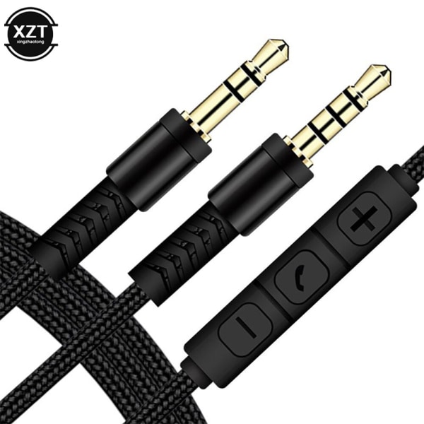 1,2 m audiokaapeli 3,5 mm - 3,5 mm liittimellä, kaiutinlinja Aux-kaapeli uros-uros mikrofonilla ja äänenvoimakkuuden säädöllä kuulokkeille ja autokaiuttimille Red