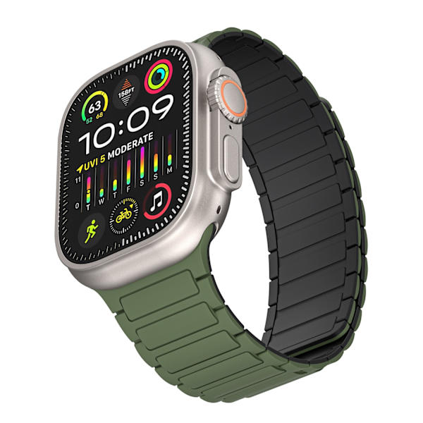 Kellon ranneke Apple Watch iWatch 38/40/41/42mm universaali armeijanvihreä ja musta