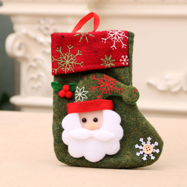 Joulukoristeet Joulupukki Pienet Sukat Joulukuusen Koriste Joulusukat Lahjakassi Joulukassi Snowflake socks (elderly)