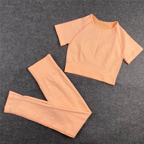Yoga BH Crop top Sports BH Træningssæt Sømløst Polyester Gymnastiksæt 2pcs Black4 S