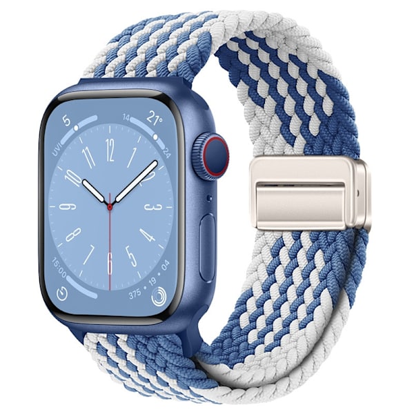 Klockarmband för Apple Watch iWatch S1-S9:38/40/41/S10:42MM metall inre magnetiskt spänne Z blått och vitt
