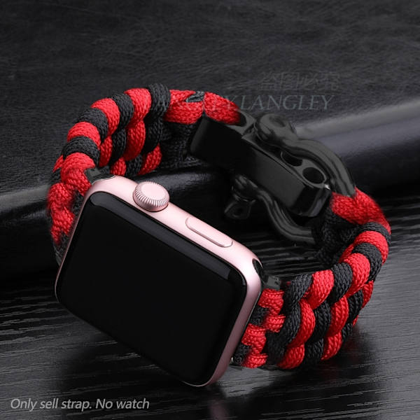 Kellon ranneke Apple Watch iWatch 38/40/41mm L koko musta + punainen