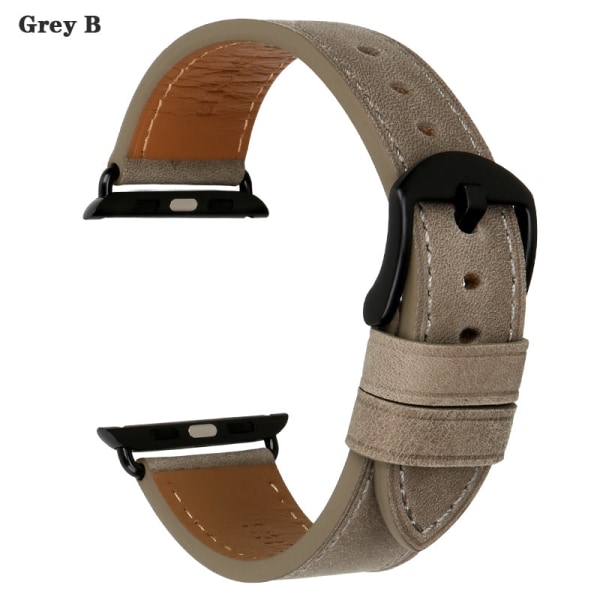 Nahkaranneke Apple Watch -rannekkeeseen 45mm 41mm 42mm 38mm 44mm 40mm Series 7 6 SE 5 4 3 iWatch-kelloon Grey S For 41mm 40mm